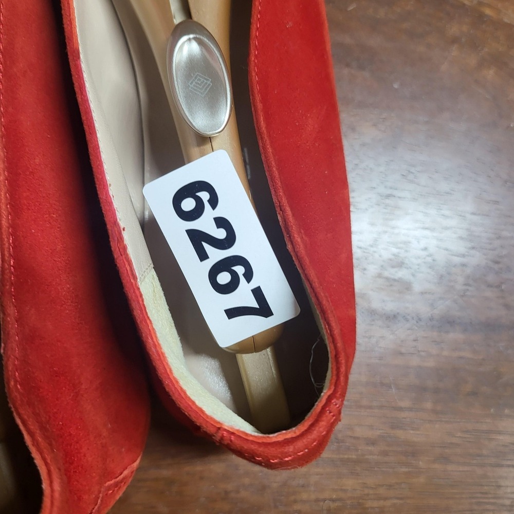 Kiton Loafer Shoes Women Size 8 Red Suede Slip On Dress Handmade‎ Leather Sole - Picture 7 of 7